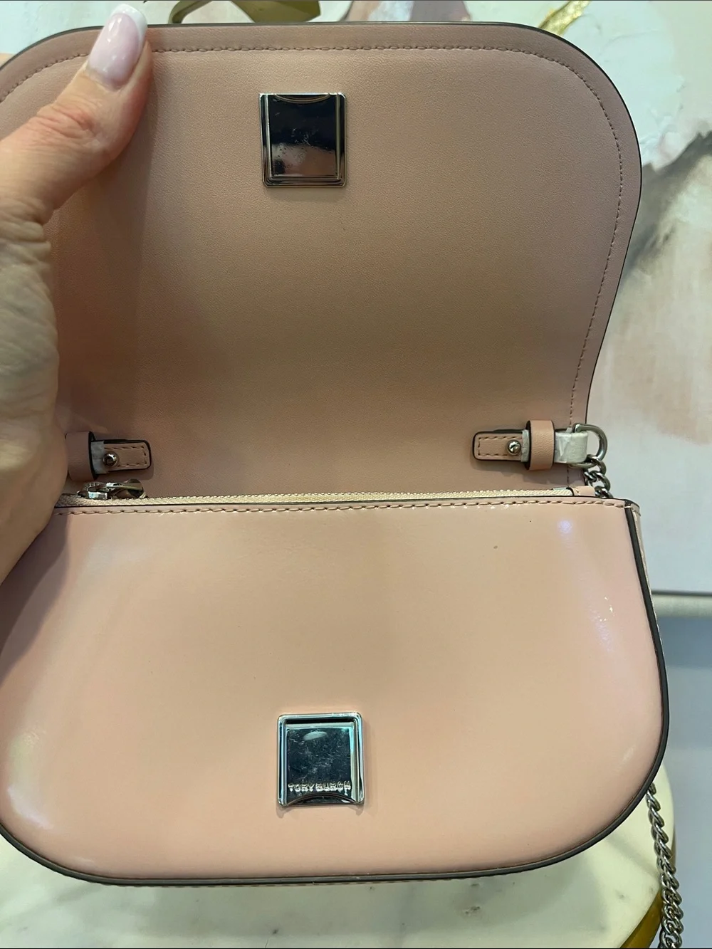 Tory Burch Blush EmersonPatent Leather Chain Crossbody